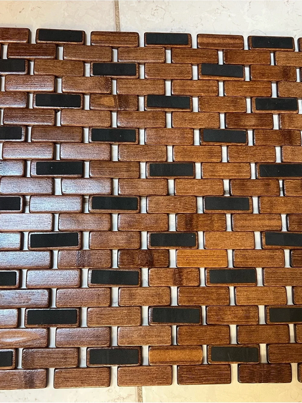 Splash Earth Bamboo Bath Mat in Brown Wood Tone - NEW with Tags